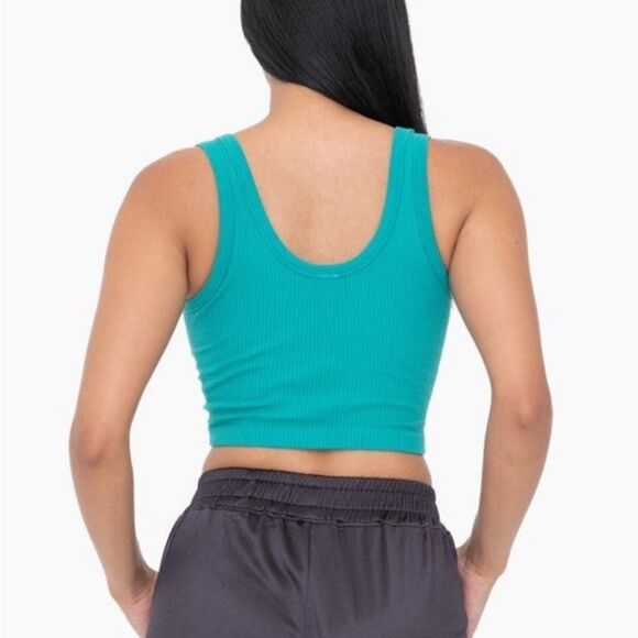 Mono B Small Teal Ribbed‎ Cropped Tank Top - Picture 6 of 6